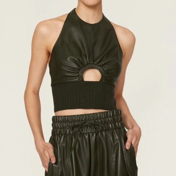 3.1 Phillip Lim Faux Leather Halter Top in green size 6 - Picture 1 of 7